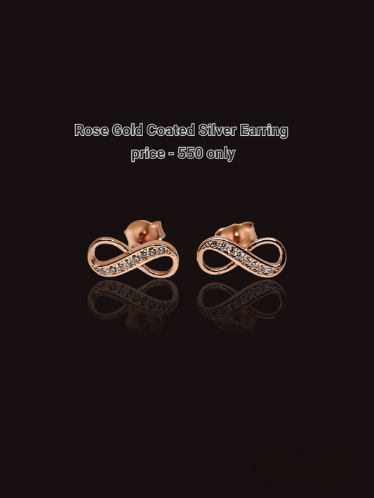 Infinity Earring ( rose gold coated 92.5 pure silver)